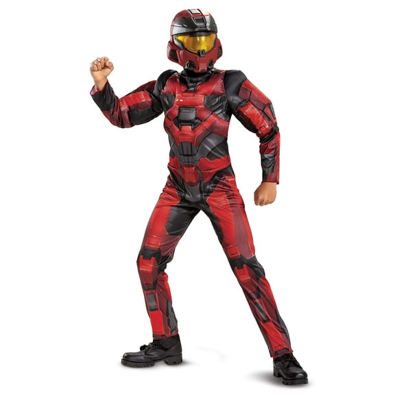 Halo Infinite Red Spartan Costume, Kids Size Video Game Inspired Character Jumpsuit, Classic Child Size Small (4-6)