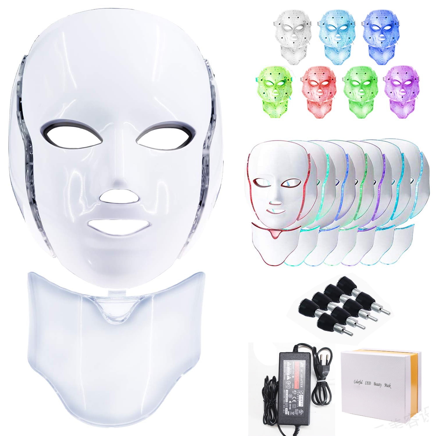7 Colors LED Photon Face Neck Mask Rejuvenation Facial Therapy Anti-Aging - Walmart.com