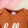 thumbnail image 6 of CAICJ98 Newborn Outfit Baby Girl Going Home Outfit Ruffle Long Sleeve Letter Print Ribbed Romper Top Floral Pants Set 4Pcs Cute Fall Winter Clothes,Size 0-1 Months, 6 of 8