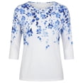 thumbnail image 4 of DHFJKG 3/4 Sleeve T Shirts For Women Crew Neck Floral Printed Loose Fit Spring Summer Top Bohemian Beach Vacation Clothes Soft Tops, 4 of 4