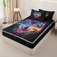thumbnail image 2 of Manfei Wild Wolf Zipper Twin Comforter Sets with Fitted Sheet and 2 Pillowcases,Jungle Animal Zipper Bedding Set,Multicolor,Black Reversible,4pcs, 2 of 8