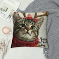 thumbnail image 2 of PHYHOO  Christmas Pillow Cover Merry Christmas Cat Decoration Holiday Farmhouse Winter Pillow Case Decor for Home Sofa Couch, 2 of 5