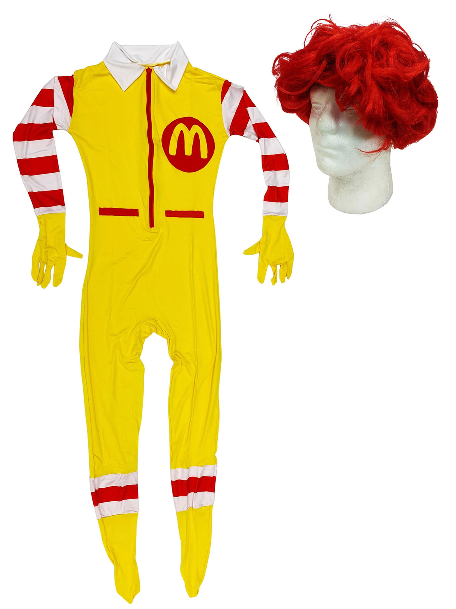 Ronald Adult Costume With Wig McDonald Fast Food Clown Cosplay ...