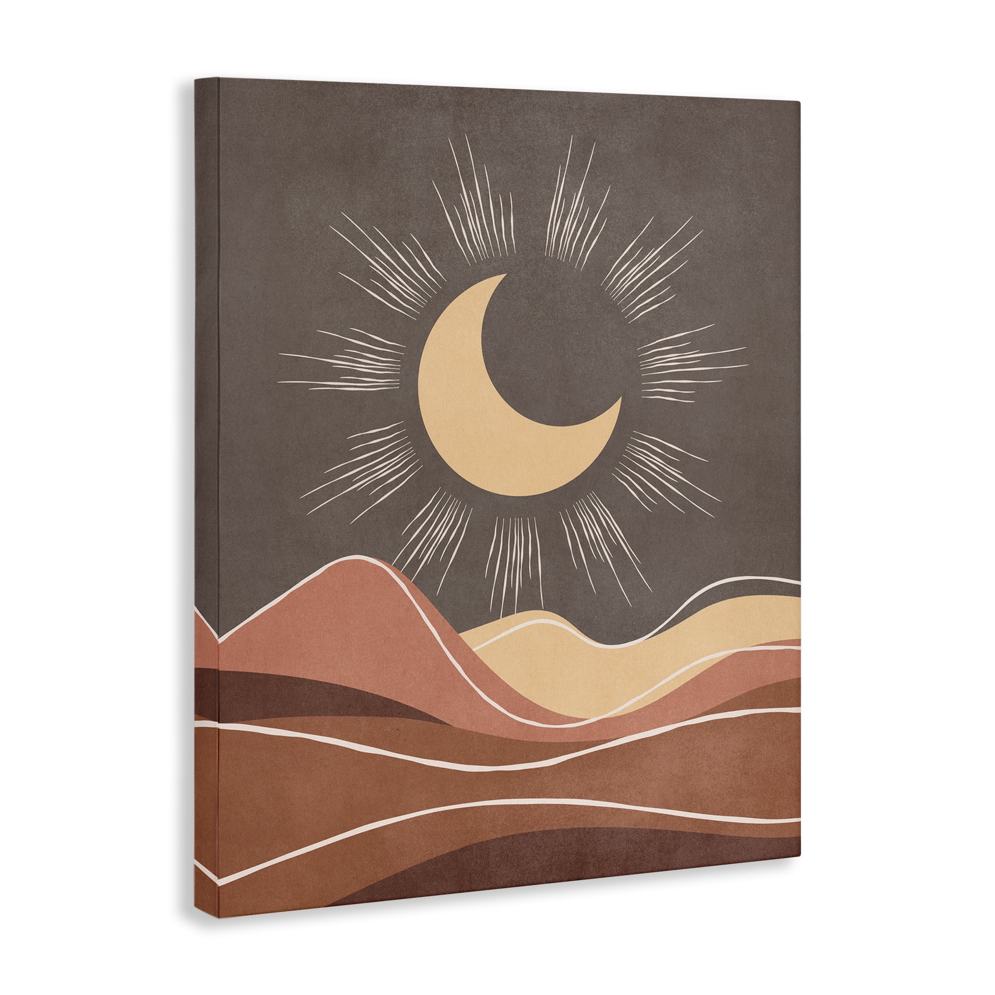 Stupell Industries Boho Moon over Desert Landscape & Nature Painting Wrapped Canvas Art Print Wall Art, 30 x 40