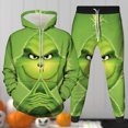 thumbnail image 5 of Disfraz Premium Traje de pantalón de 2 piezas con patrón de monstruo de pelo verde, traje de calle holgado para mujer Cgtredaw Verde T M para Mujer, 5 of 5