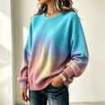 thumbnail image 6 of Women Sweatshirt Sevevn Crew Neck Oversized Fit Waffle Knit Gradient Tie Dye Long Sleeve Ribbed Trim Pullover For Daily Street Casual Wear, 6 of 6