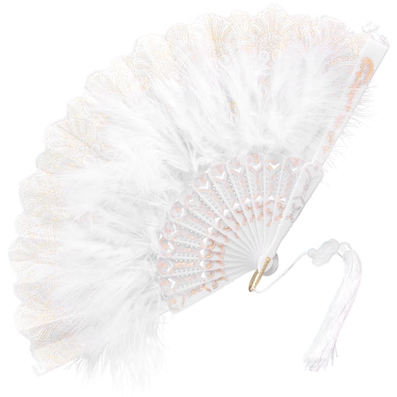 GOOHOCHY Ladies Hand Fan Folding Fan Party Fan Women's Bride 42X24X3CM White