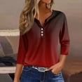 thumbnail image 5 of JULMCOMO Going Out Tops for Women Button Decor V Neck Tops 3/4 Sleeve Summer T-Shirts Striped Print Casual Dressy Tops Tunic, 5 of 5
