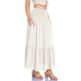 thumbnail image 5 of GJSYRH Women's Summer Casual Elegant Smock Layered Tiered Maxi Skirt High Waisted A Line Flowy Long Skirts with Pockets White L, 5 of 7