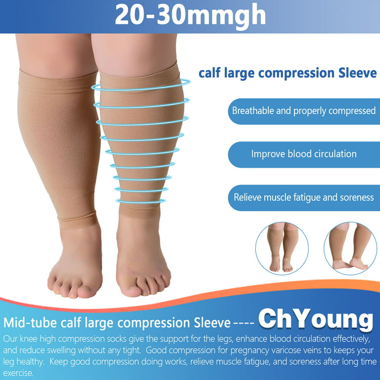 5XL Leg Compression Sleeves for Men Women Plus Size Calf Compression Sleeves  Footless Leg Support Brace Socks for Varicose Veins Swelling Shin Splint  Edema Nurses Maternity Running ChYoung Aosijia 