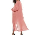 thumbnail image 4 of UYISJ Womens Casual Sweaters Long Sleeve Split Open Cardigan Knit Long Cardigan Sweaters Loose Fit Coats with Pockets Fall Pink XXL, 4 of 6