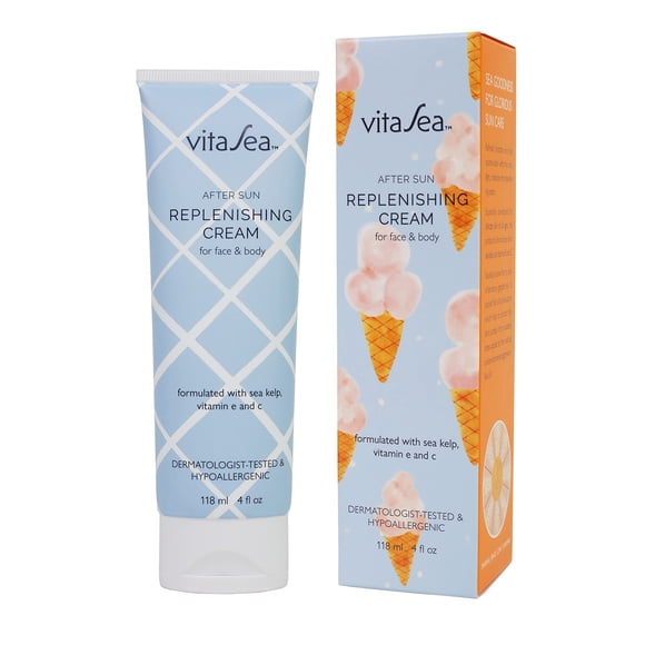 VitaSea After Sun Replenishing Cream for Face and Body with Sea Kelp, Vitamin E and C, 4 fl oz