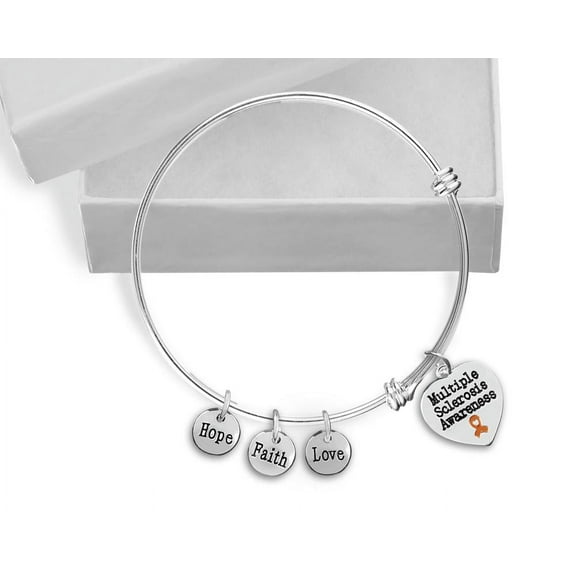 Multiple Sclerosis Heart Retractable Charm Bracelets