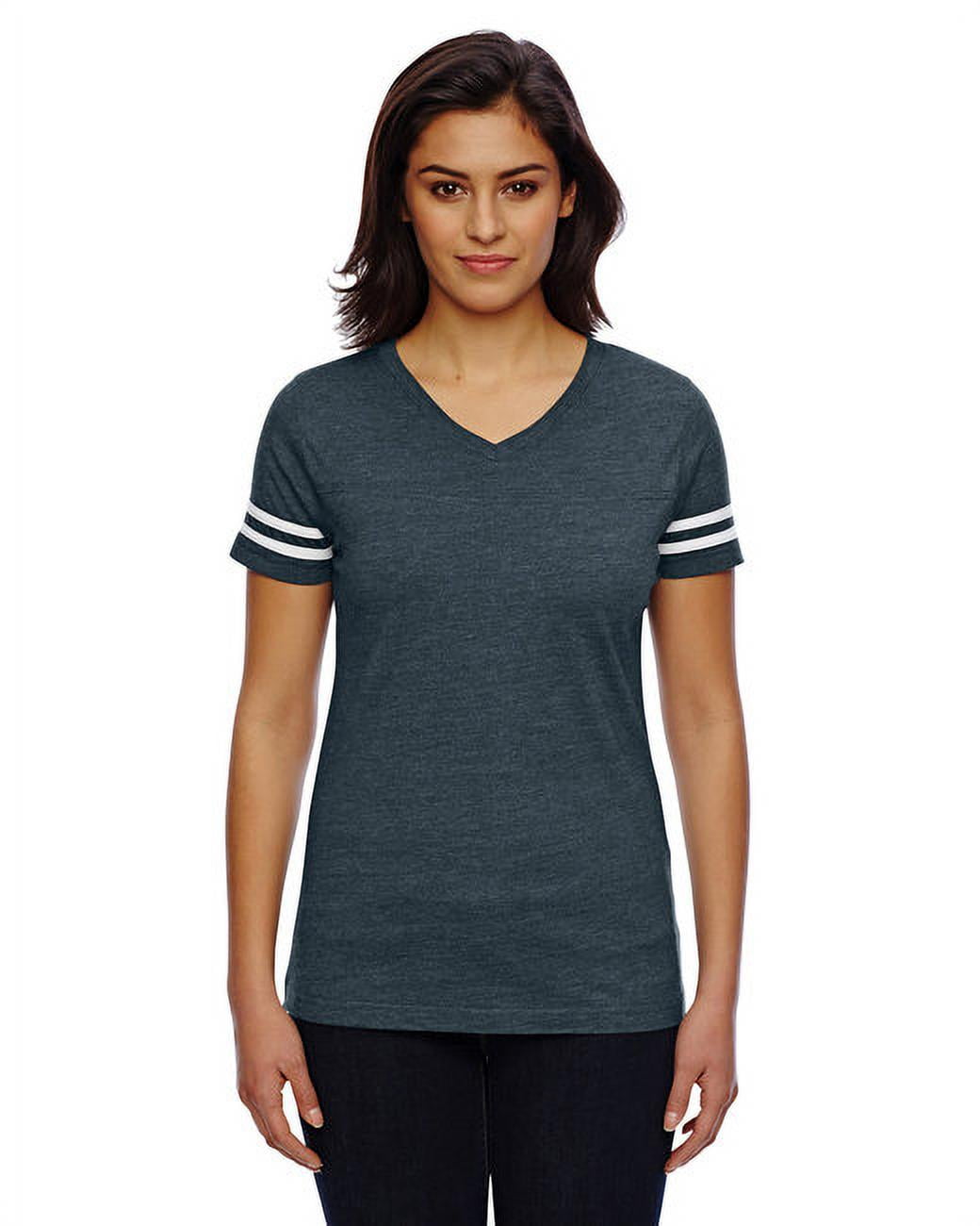 Women's Vintage Football Fan Tee - City Team V-Neck Shirt With Cracked Glitter & Silver Foil Details