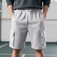 thumbnail image 6 of Lmnyox Mens Cargo Shorts Plain Casual Drawstring Waist Sweat Shorts Breathable Workout Knee Length Shorts with Pocket, 6 of 9