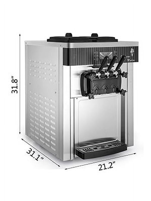VEVOR Commercial Ice Cream Machine 20-28L/H Soft Serve with LED Display Auto Clean 3 Flavors 2200W,Silver