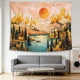 thumbnail image 4 of FLASHLUMI 80"x60" Large Boho Mountain Lake Wall Tapestry, Warm Sun, Golden Peaks and Pine Trees Print Wall Hanging for Bedroom Living Room Background, 4 of 8