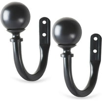 Deco Window Curtain Holdback Tieback Round Medallion (Set of 2) Black matt