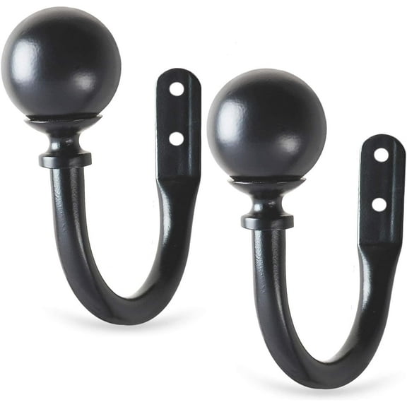 Deco Window Curtain Holdback Tieback Round Medallion (Set of 2) Black matt