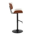 thumbnail image 2 of Lombardi Mid-Century Modern Barstool In Black Metal And Cream Noise Fabric With Walnut Wood Accent, 2 of 7