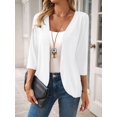 thumbnail image 6 of Women'S Cardigan Tops Three-Quarter Sleeves Solid Color Casual Small Jacket Female 2025 White S, 6 of 9