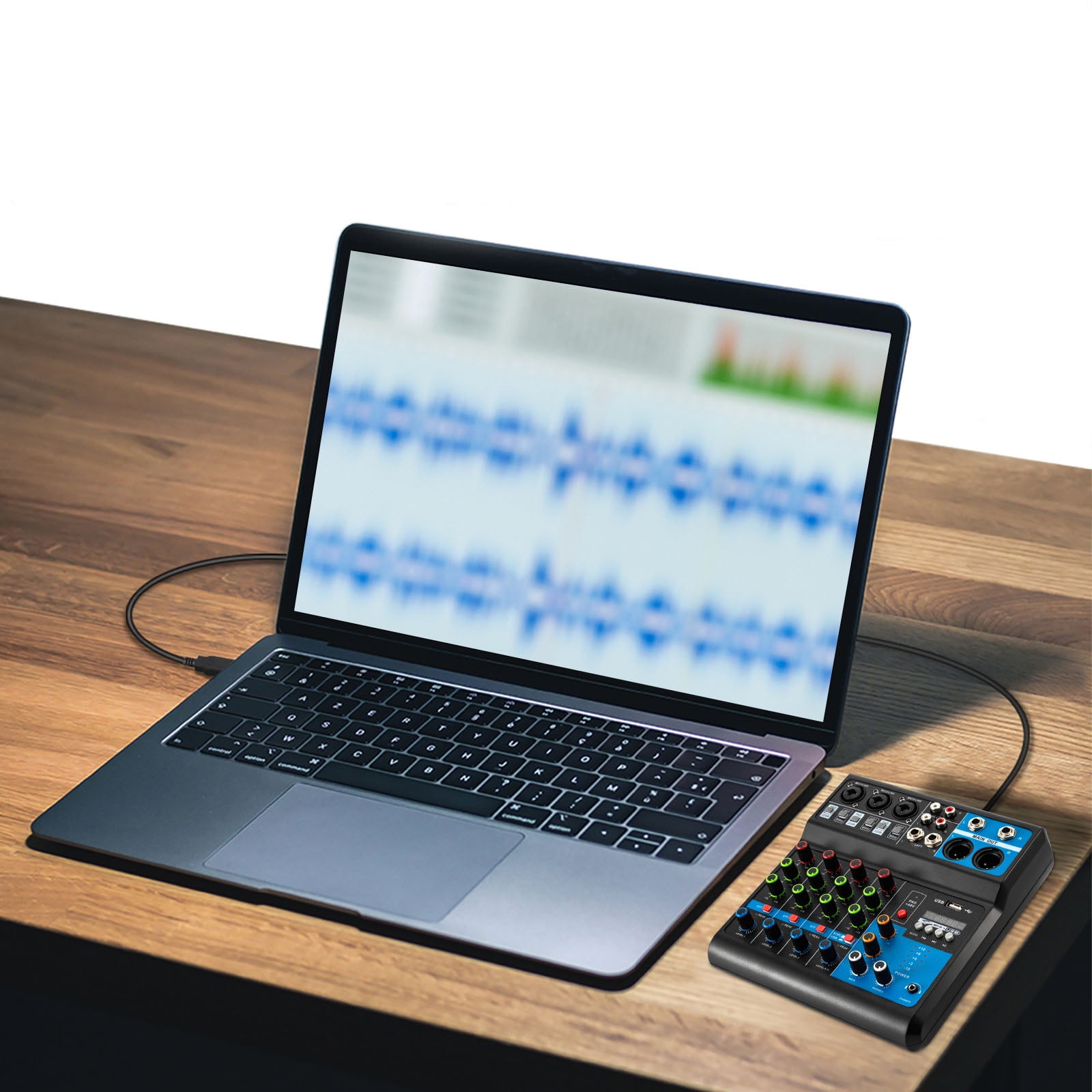 5-Channel Mixing Console Live Studio Audio DJ Mixer Sound Board USB Interface for Home KTV, Conferences