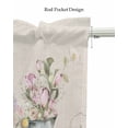 thumbnail image 5 of Floral Spring Linen Curtain Valance for Bedroom/Bathroom/Kitchen/Office/Living/Dining Room Window,Rustic Farmhouse Plant Botanical Vase Plant Rod Pocket Topper Decorative Cafe Drapes Panel 60"x18", 5 of 6