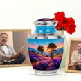 thumbnail image 6 of JAGASY Lavender Funeral Urns for Adult Ashes Women - Sunrise 10 Inch Urn for Ashes for Adult Human - 3 Inch Blue Urns for Daughter &, Son - Landscape Urn for Burial (1 Large, 4 Keepsake), 6 of 7