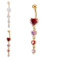 thumbnail image 4 of HeartShapedPendantZirconNavelBellyButtonRingsStainlessSteelUmbilicalNailStudsBodyPiercingJewelry, 4 of 9