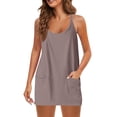 thumbnail image 4 of JFGHDG Women's Tennis Mini Dresses Workout Built in Shorts Golf Athletic Sleeveless One Piece Summer Active Romper Dress Khaki L, 4 of 6