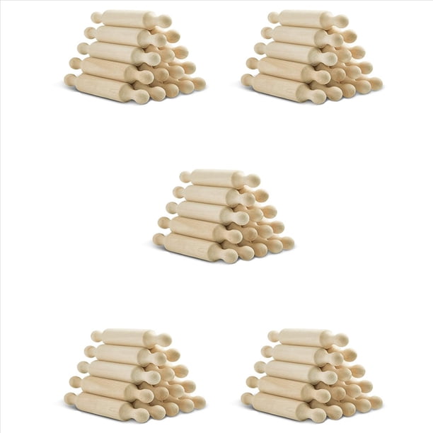 Mini Rodillo de Madera de 75 Piezas, 6 Pulgadas de , Rodillo para Hornear de Cocina, Rodillo Pequeño para Masa de Madera para Niños, Fondant