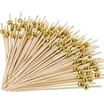 thumbnail image 5 of 100Pcs Cocktail Picks, Fancy Toothpicks for Appetizers, Decorative Skewers for Appetizers Drinks Party Fruit, 4.7 Inch Long Wooden Bamboo Gold Ball Food Sticks Charcuterie Boards Accessories, 5 of 6