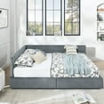 thumbnail image 2 of Newest Queen Size Upholstered Daybed with Tufted Backrest & Storage Drawers, Velvet Sofa Bed Frame for Bedroom & Living Room,Grey, 2 of 13