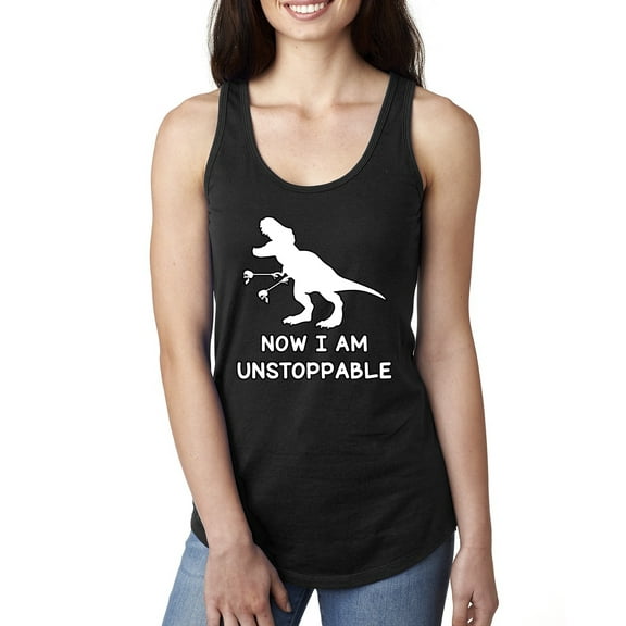 Wild Bobby, Unstoppable T Rex Funny, Pop Culture, Women Racerback Tank Top, Black, Small