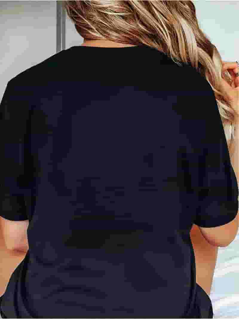 【CPGN STUDIO】23SS★ Time Off Short Sleeve Tee Women's Black Casual Short Sleeve T-Shirt with Festive
