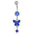 thumbnail image 1 of 2-piece Butterfly Pendant Bellybutton Ring Perforated Steel Surgical Women's Reverse Transparent Abdominal Perforated Set, Blue+light Blue Girl Gift, 1 of 3
