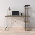 thumbnail image 2 of Ames 47" Reversible Gaming Computer Desk with Adjustable Shelves, Home Office Desk, Grommet Cable-Management, Leveler Feet, Easy Assembly, Black/Yellow Oak, 2 of 10