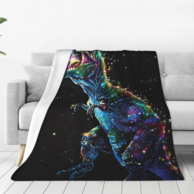Balery colorful flames dinosaur Manta de Felpa Suave y Acogedora – Cobija de Franela Aterciopelada para Cama, Lavable y Cálida para Sofá, Mascotas, Transpirable-60"x50"