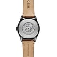thumbnail image 3 of Fossil Townsman Reloj automático de acero inoxidable y cuero con tres manecillas esqueleto para hombre Color: Negro Marrón oscuro (Modelo: ME3155), 3 of 5