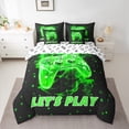 thumbnail image 2 of Manfei Kids Gamepad Controller 7-Piece Twin Bedding Sets,Console Video Game Bedding Comforter Set,Green Polka Dots Sheet Sets For Boys,Luxury Bedroom Decor Reversible, 2 of 8