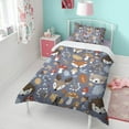 thumbnail image 4 of Hedgehogs and Forest Animals Pattern Duvet Cover and Pillowcase Set for Single Bedding, Bedroom Accessories for Kids Teens, 4 of 5