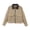 Khaki, variant on Women's Spring And Winter Turtleneck Zippered Pocket Corduroy Stitching Leather Collar Jacket Baseball Jacket Long-sleeved Jacket Coat