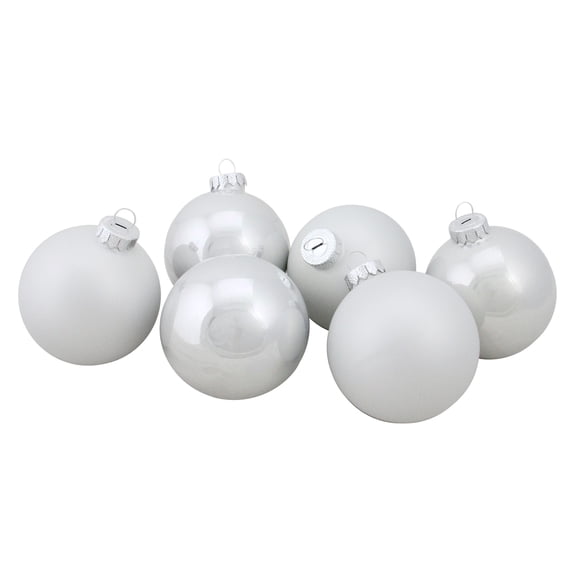 6ct White Pearl and Matte Christmas Ball Ornaments 3.25" (80mm)