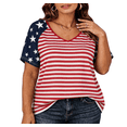 thumbnail image 3 of DEXIO Women Plus-Size Tops V Neck T Shirts Plus Size Women American Flag Shirt Flag Striped Star Graphic 4th of July Tops Independence Day Tee,2X, 3 of 8