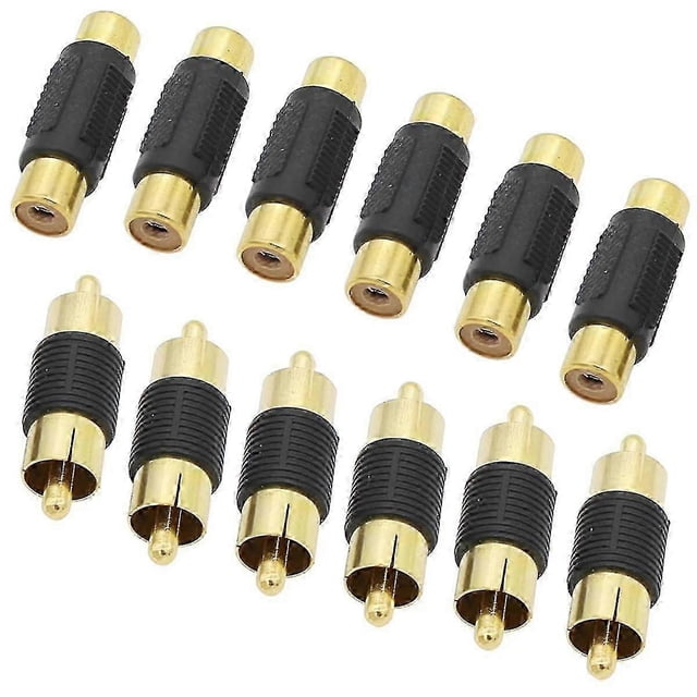 Adaptador RCA con 6 acopladores RCA hembra a hembra + 6 acopladores RCA macho a macho, adaptadores chapados en oro para s202412244414