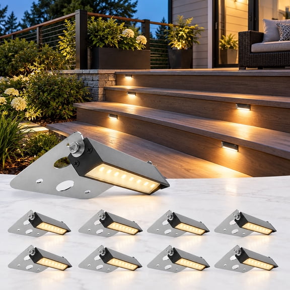 JESLED 4-Inch Low Voltage Retaining Wall Lights, 3W 2700K LED Hardscape Step Lights with 180° Adjustable Beam, 8-Pack