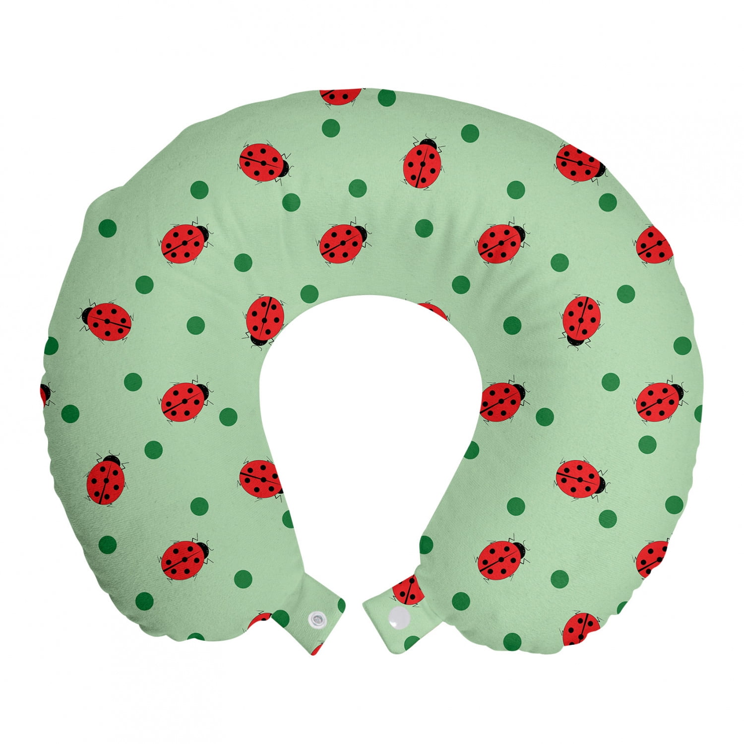 Ladybugs Travel Pillow Neck Rest, Traditional Polka Dots Background ...