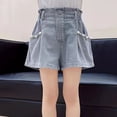 thumbnail image 4 of EnJoCho Kids Girls Jean Shorts Loose Fit Soft Cotton Comfy Ruffl𝖾 Tween Girls Pull on Denim Shorts Skorts Asymmetrical Tennis Outfits Cute Jean Shorts For Teens, 4 of 8