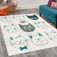 thumbnail image 2 of Cat Decorative Rug, Pets Moustache Bow Tie Hat Crown Fluffy and Fish Humor Faces Graphic, Quality Carpet for Bedroom Dorm and Living Room, 6 Sizes, Dark Teal, by Ambesonne, 2 of 4