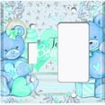 thumbnail image 2 of Metal Light Switch Wall Plate Outlet Cover (2 Teddy Bears Blue Teal With Love Heart Balloon Flower - Single Toggle Single Rocker), 2 of 2